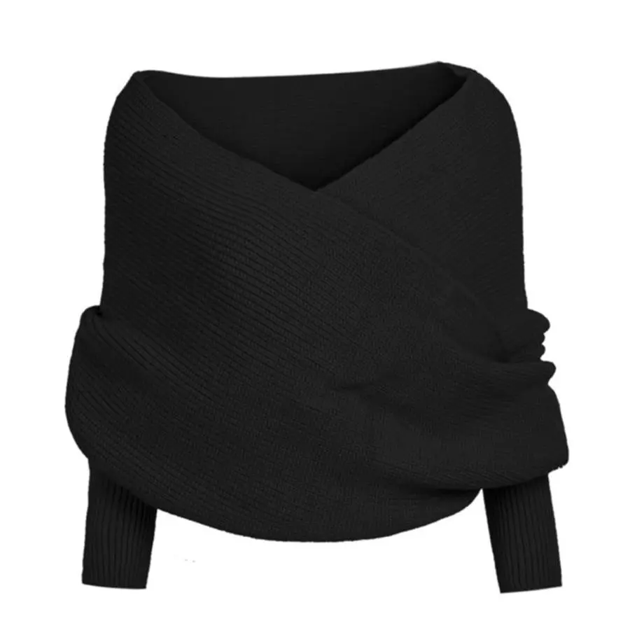 Women Scarf Multifunctional Lady Knitted Warm Girl Shawl Solid Muffler Sleeve Crochet Knit Long Soft Winter Female Shawl Tippet 1