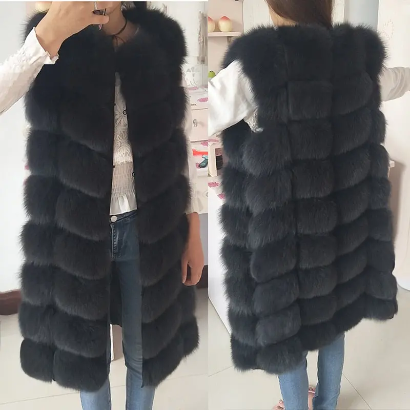 Natural Real Fox Fur Vest Natural Fur Coat For Jacket Female Coats Vest Waistcoat  Long Fur Coats Real Fur Coat Fox Vest Jacket 1