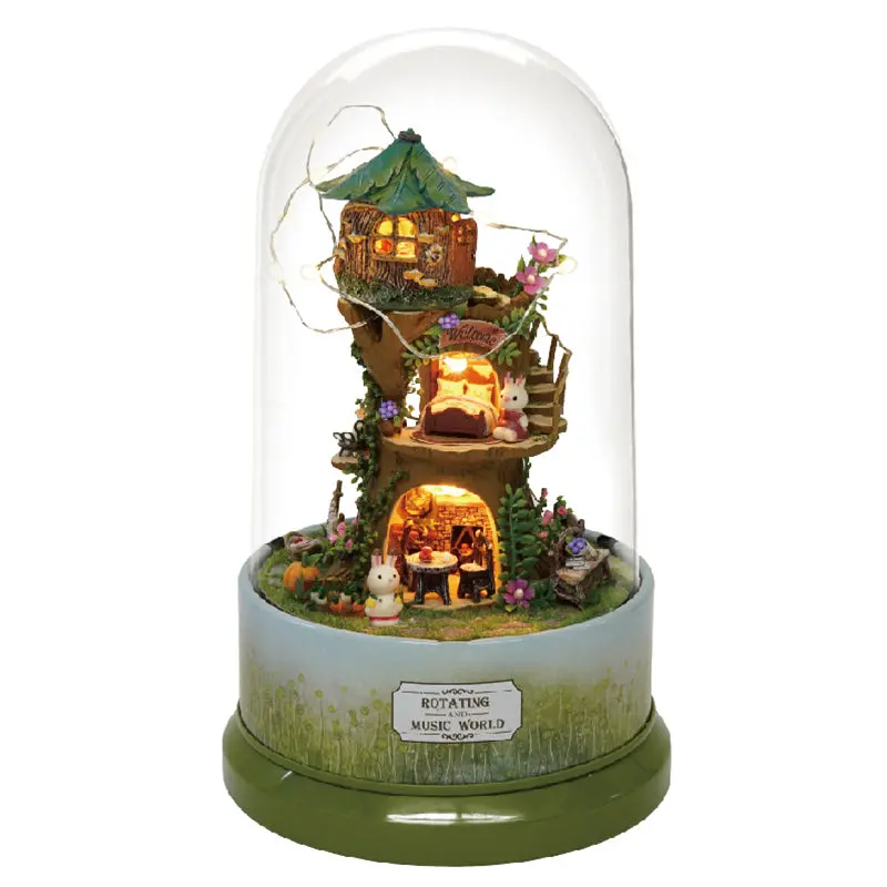 3D Wooden Doll House Music Box Doll Houses Diy Miniature Dollhouse Furniture Kit Toys For Children Birthday Christmas Gifts 1