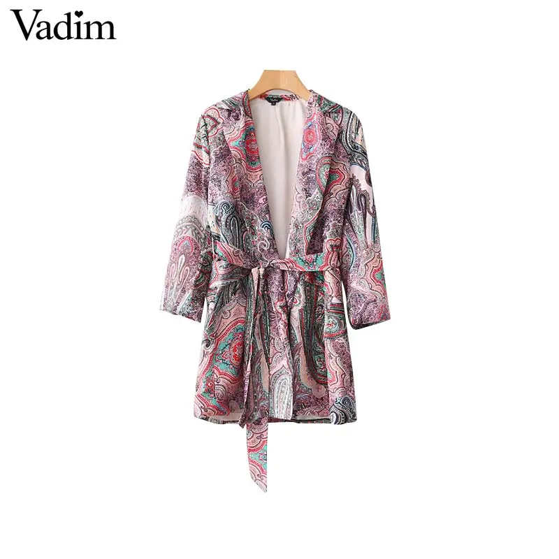 Vadim Fashion Paisley Pattern Kimono Coat Open Stitch Bow Tie Sashes Long Sleeve Outerwear Ladies Summer Loose Tops Ca013 1