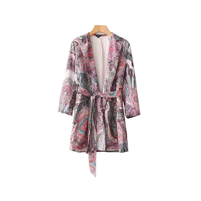 Vadim Fashion Paisley Pattern Kimono Coat Open Stitch Bow Tie Sashes Long Sleeve Outerwear Ladies Summer Loose Tops Ca013 2
