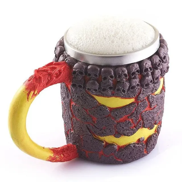1Pcs 3D Axe Epacket Handle Viking Warrior 450Ml Skull Mug Gothic Tankard Halloween Decoration Skeleton Cup Beer Stein Man Gift 3