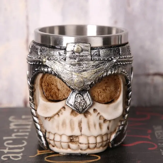 1Pcs 3D Axe Epacket Handle Viking Warrior 450Ml Skull Mug Gothic Tankard Halloween Decoration Skeleton Cup Beer Stein Man Gift 14