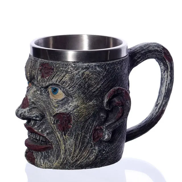 1Pcs 3D Axe Epacket Handle Viking Warrior 450Ml Skull Mug Gothic Tankard Halloween Decoration Skeleton Cup Beer Stein Man Gift 9
