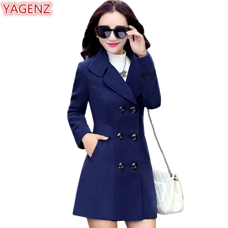 Yagenz Blends Woolens Overcoat Female Coat Autumn Winter Coats And Jackets Women Plus Size Coat Women's Wool Coats Long Tops 647 1