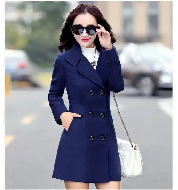 Elegant Yagenz overcoat crafted from premium wool-blend fabric—designed for warmth, comfort, and style. Features a tailored long silhouette, plus-size fit, and seasonal versatility for autumn and winter wear. - Image 5