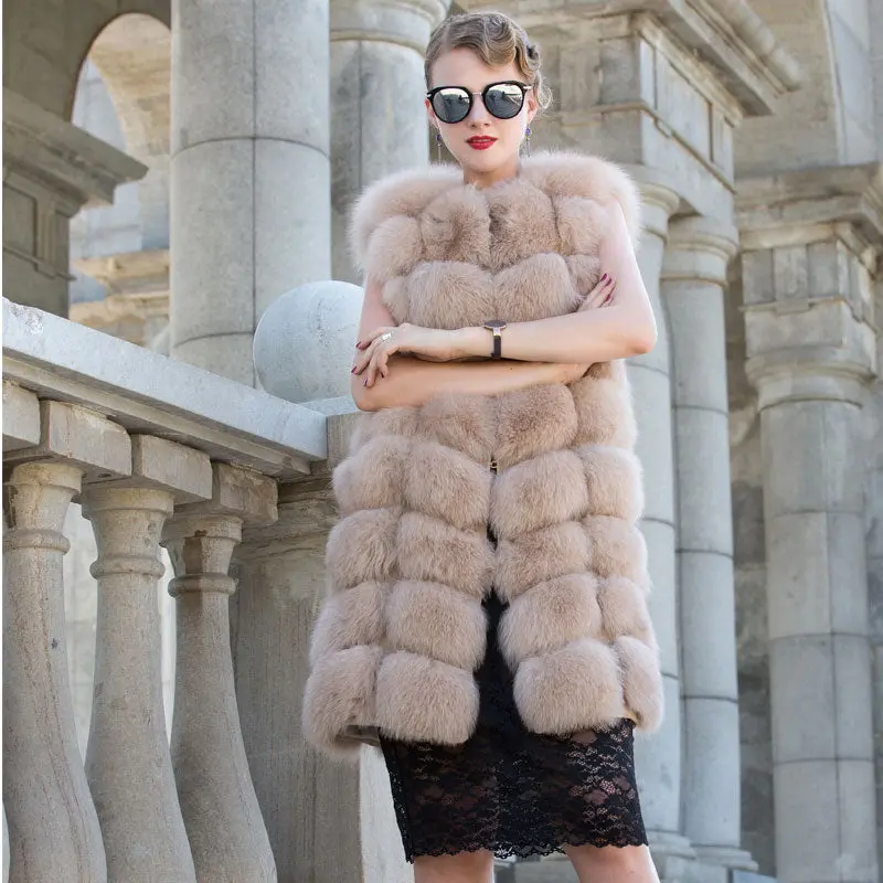 New Style Natural Fox Fur Round Collar Lady Fur Vest Factory Direct Sales Can Be Customized Qd.Yishang 1