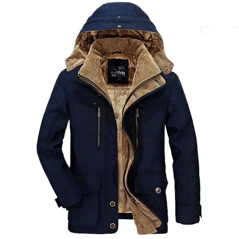 Winter Jacket Men Thickening Hooded Coat Military Cotton-Padded Jacket Men Overcoat Warm Fleece With Fur Parka Men Plus Size 6Xl 1