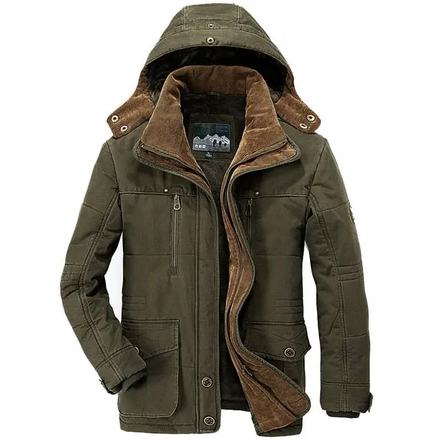 Winter Jacket Men Thickening Hooded Coat Military Cotton-Padded Jacket Men Overcoat Warm Fleece With Fur Parka Men Plus Size 6Xl 5