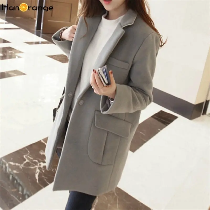 2018 Women Long Woolen Coat Female Winter New Loose Overcoat Gray/Black/Wine Red S/M/L/Xl/Xxl 1