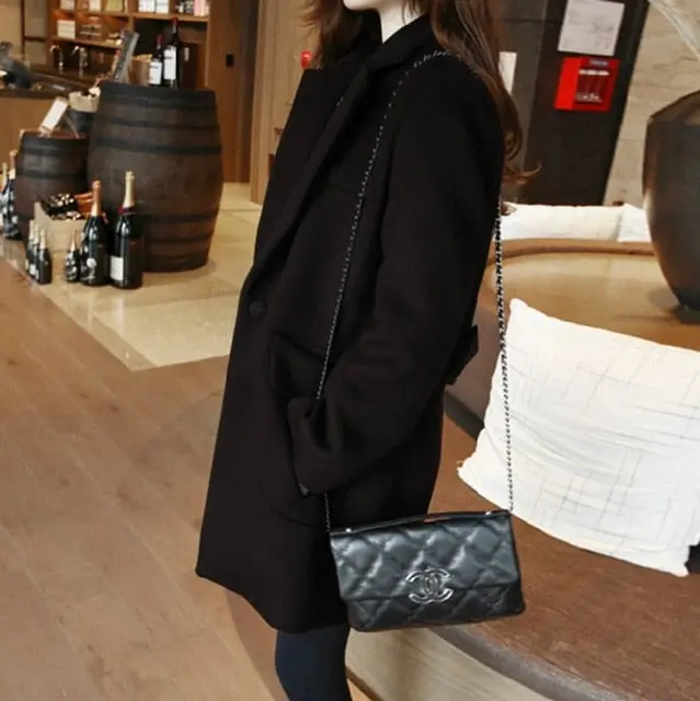 2018 Women Long Woolen Coat Female Winter New Loose Overcoat Gray/Black/Wine Red S/M/L/Xl/Xxl 2