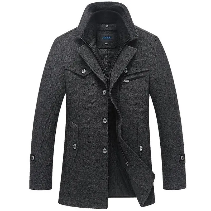 Winter Coat Men Long Wool Thick Windbreaker Woolen Overcoat Casaco Masculino Palto Jaket Men's Casual Trench Peacoat 4Xl Jackets 1