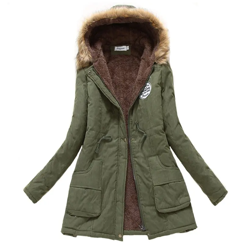2018 Winter Jacket Women Wadded Jacket Female Outerwear Slim Winter Hooded Coat Long Cotton Padded Fur Collar Parkas Plus Size 1