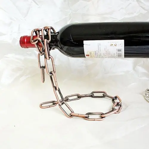 Wine Racks Magic Chain Wine Bottlestand Suspension Bottle Holder Metal Single Hanging Portable Handmade Plating Self Rack 4