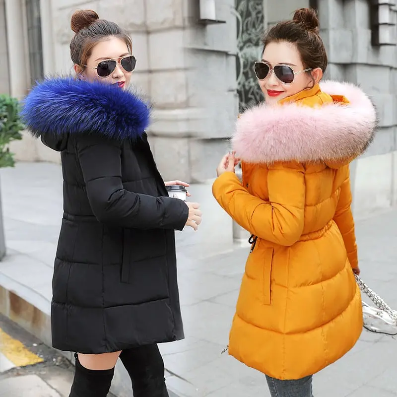Winter Jacket Women New 2018 Coats Artificial Raccoon Hair Collar Female Parka Black Thick Cotton Padded Lining Ladies S-3Xxxl 1
