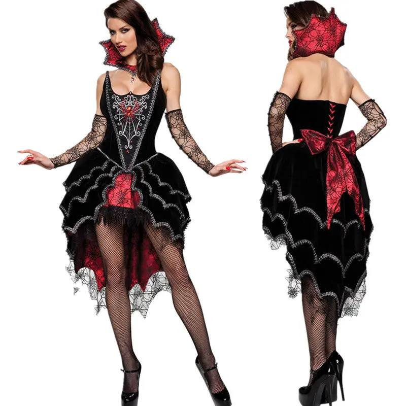 Adult Queen Of The Vampires Costume Halloween Costumes For Women Sexy Cosplay Black Gothic Lolita Dress Fantasy 1