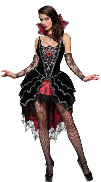 Adult Queen Of The Vampires Costume Halloween Costumes For Women Sexy Cosplay Black Gothic Lolita Dress Fantasy 2