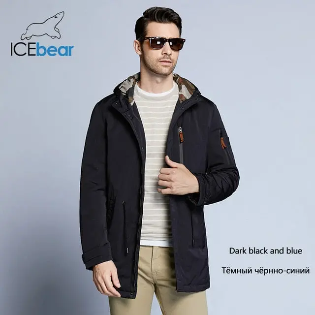 Icebear 2018 Trench Coat For Men Adjustable Waist Hat Detachable Autumn Men New Casual Medium Long Brand Coats 17Mc017d 2