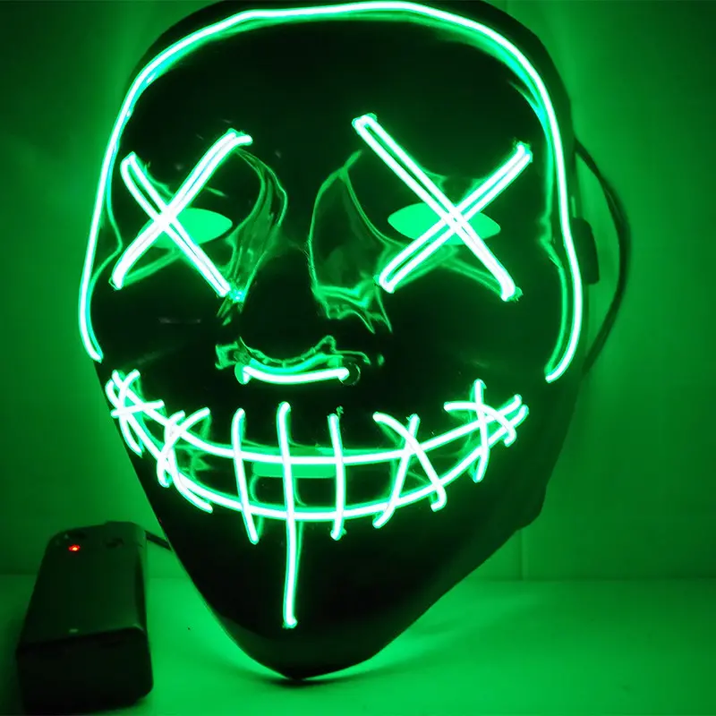 Halloween Led Luminous Mask Horror Grimace Bloody El Wire Halloween Carnaval Party Club Bar Dj Glowing Full Face Masks 1