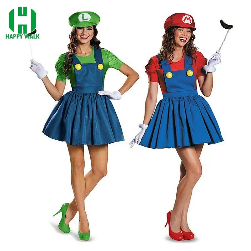 Halloween Super Mario Luigi Bros Costume Women Sexy Dress Plumber Costume Adult Mario Bros Cosplay Costume Fancy Dress 1