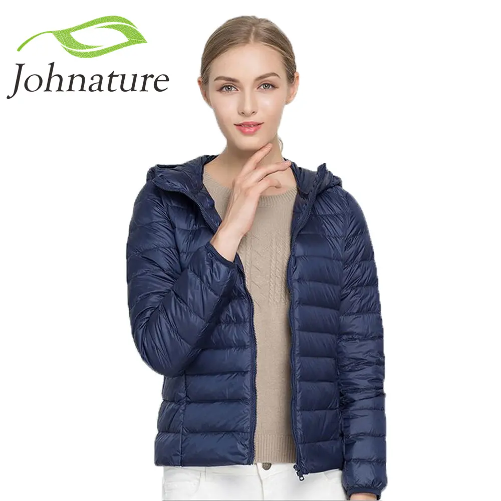 Johnature 2018 Hooded 90% White Duck Jacket Autumn Winter 12 Colors New Warm Slim Zipper Women Fashion Light Down Coat S-3Xl 1