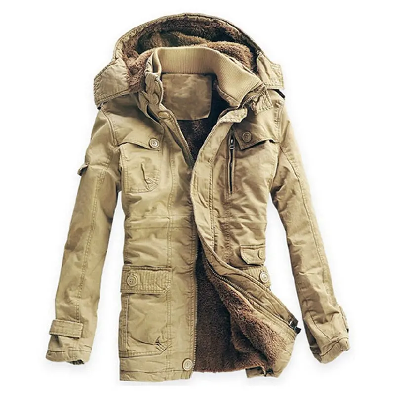 2018 New Fashion Winter Jacket Men Outwear Breathable Warm Coat Parkas Thickening Casual Cotton-Padded Jacket Fleece Parkas 1