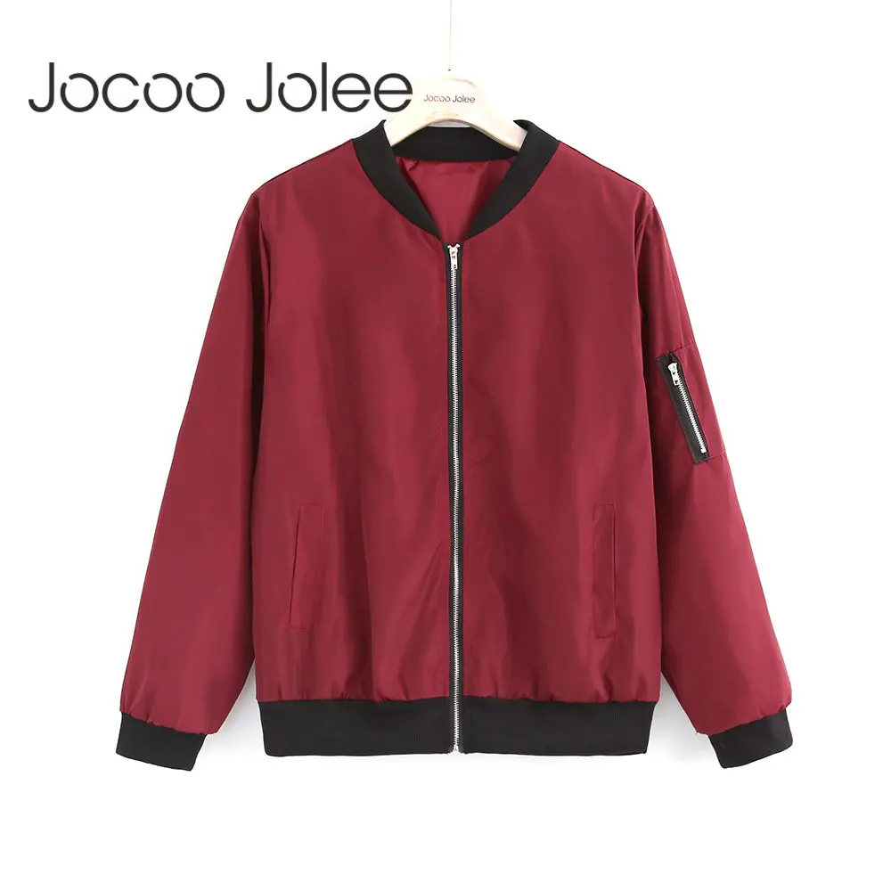 Jocoo Jolee Fashion Bomber Jacket Women Long Sleeve Basic Coats Casual Windbreaker Thin Slim Outerwear Short Jackets 2018 1