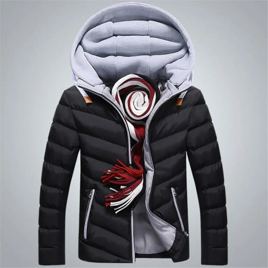 2018 Winter Jacket Men Hat Detachable Warm Cotton Padded Outerwear Mens Jackets And Coats Hooded Collar Male Parkas Clothes 1