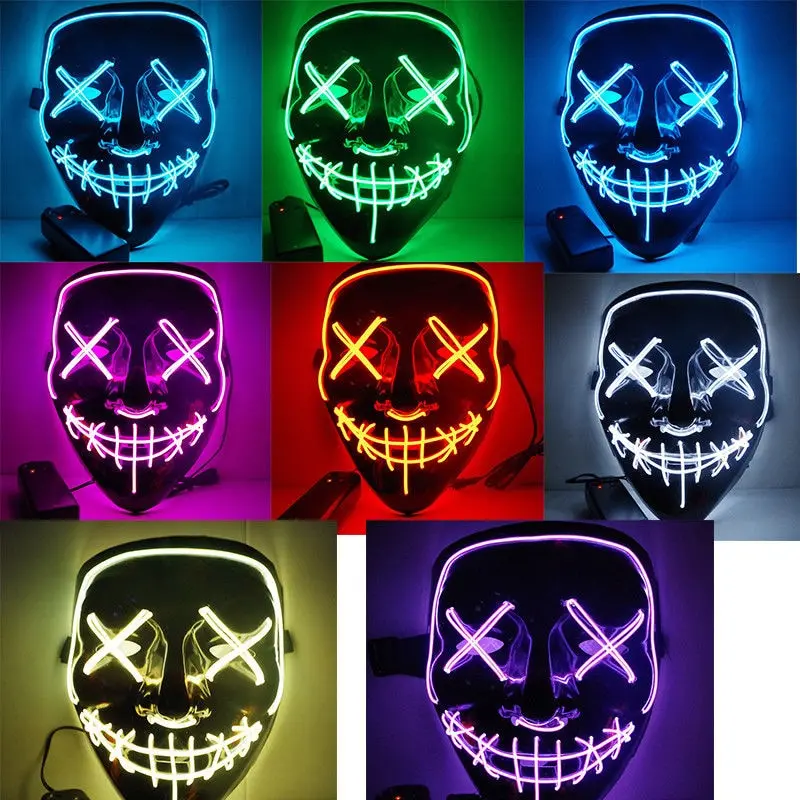 Halloween Mask Led Light Up Funny Masks The Purge Election Year Great Festival Cosplay Costume Supplies Party Masks Glow In Dark 1