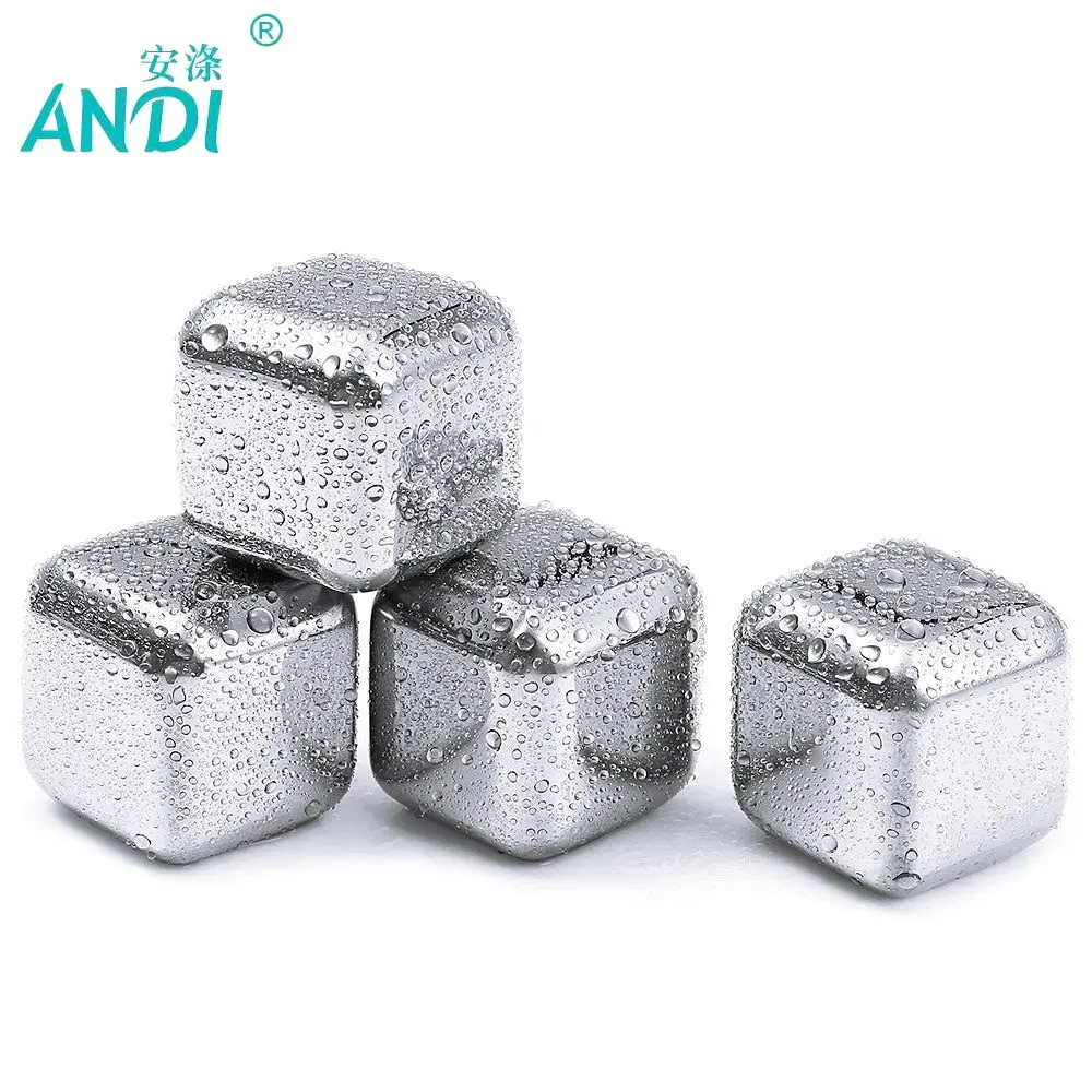 4 Pcs/Lot Newest Whiskey Stainless Steel Stones Whisky Ice Cooler For Whiskey Beer Bar Household Wedding Gift Favor Christmas 1