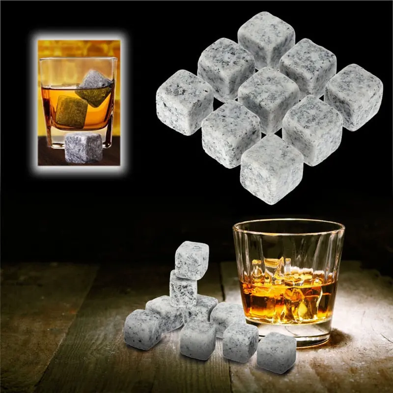 9Pcs/Lot Natural Whisky Stones Sipping Ice Cube Whisky Stone Whisky Rock Cooler Wedding Favor Gifts Christmas Bar Accessories 1