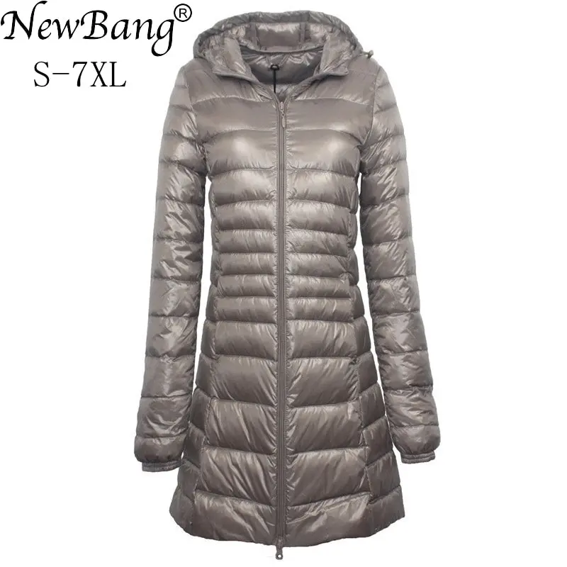 Newbang Brand 6Xl 7Xl Plus Long Down Jacket Women Winter Ultra Light Down Jacket Women With A Hood Down Coat Female Big Size 1