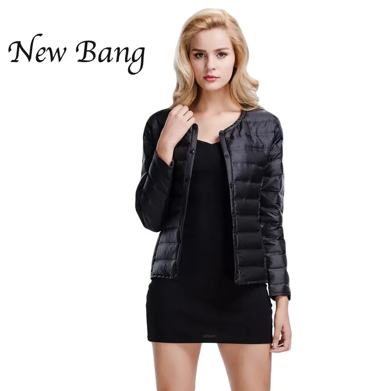 Newbang Brand Feather Coat Ultra Light Down Jacket Women Lightweight Portable Slim Female Windbreaker Collarless Coat 1