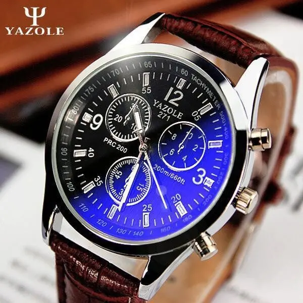 New Listing Yazole Men Watch Luxury Brand Watches Quartz Clock Fashion Leather Belts Watch Cheap Sports Wristwatch Relogio Male 1
