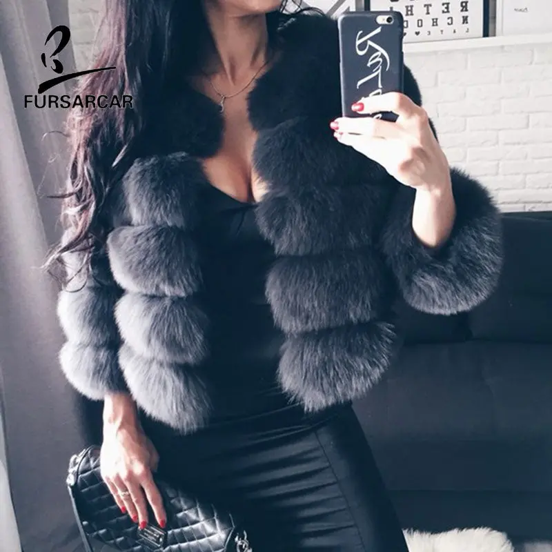Fursarcar Real Fur Coat For Women Winter Natural Fur Jacket Fashion Short Silm Outwear Luxury Natural Real Fur Coat Real Fur 1