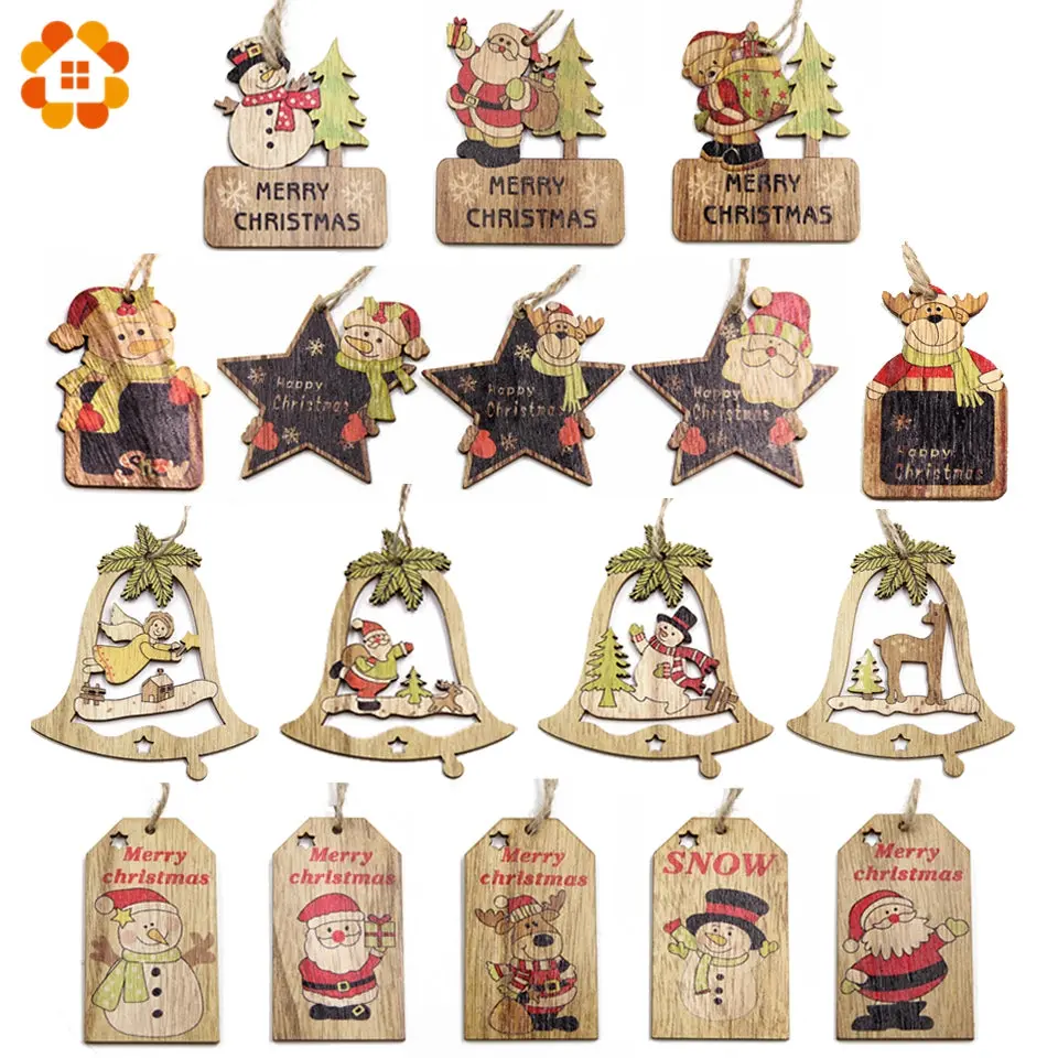 3Pcs Multi Lovely Diy Christmas Wooden Pendant Ornaments Wood Craft For Xmas Tree Ornament Christmas Party Decorations Kids Gift 1