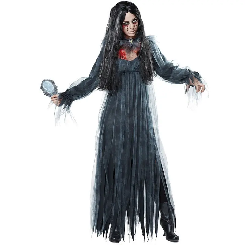 Halloween Graveyard Zombie Bride Costume Scary Gothic Ghost Spooky Fancy Dress For Adult Women Size M-Xl 1
