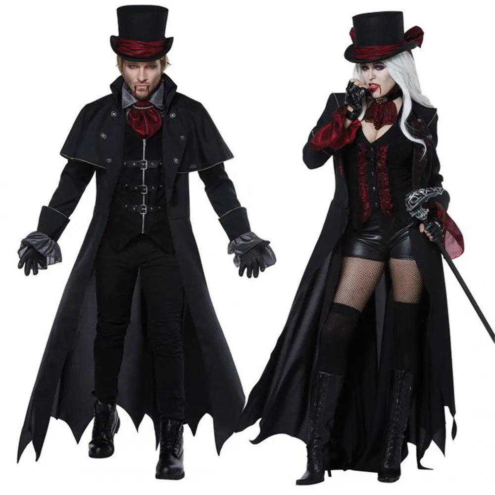 Cosplay Halloween Costume Adult Men Women Couple Vampire Costume Masquerade Stage Costume Devil Costume Zombie Ghost Dress 1