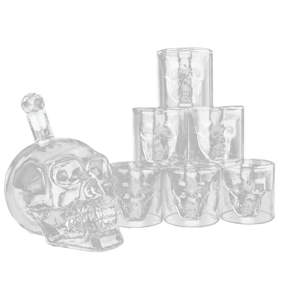 Skeleton Shaped Glass Cup Drinking Glassware Drinkware Whiskey And Liquor Decanter Gift Set 6 Double Walled Glasses 1