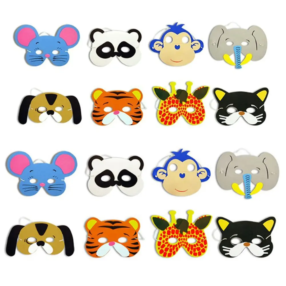 New 10Pcs Eva Foam Realistic Animal Mask Cartoon Kids Birthday Party Dress Up Costume Zoo Jungle Mask Halloween Party Decoration 1