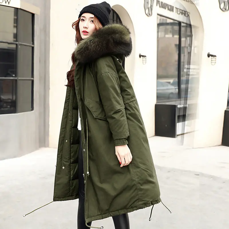 Winter Jacket Women 2018 Large Real Raccoon Fur Hooded White Duck Down Jacket Thick Warm Loose Female Parkas Women Winter Coat 1