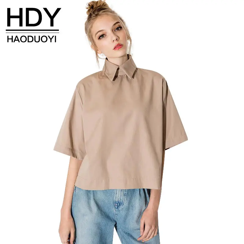 Hdy Haoduoyi Retro Preppy Style Shirt Fashion Turn Down Collar Blouse Slim Women Shirt For Wholesale And Free Shipping 1