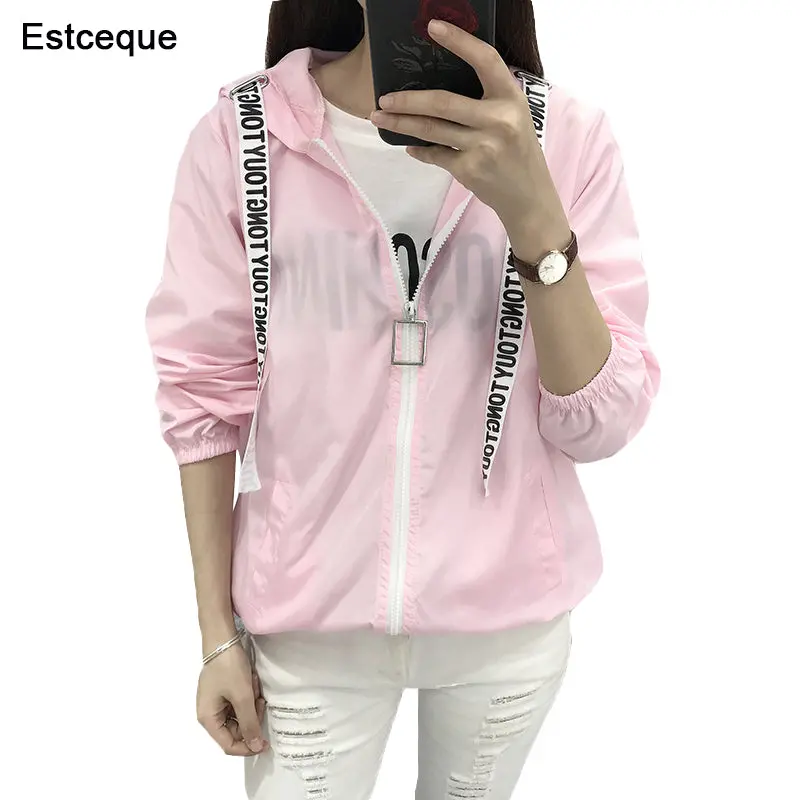 Jackets Women 2018 New Fashion Bomber Jacket Women's Hooded Basic Jacket Casual Thin Windbreaker Female Outwear Women Coat 1