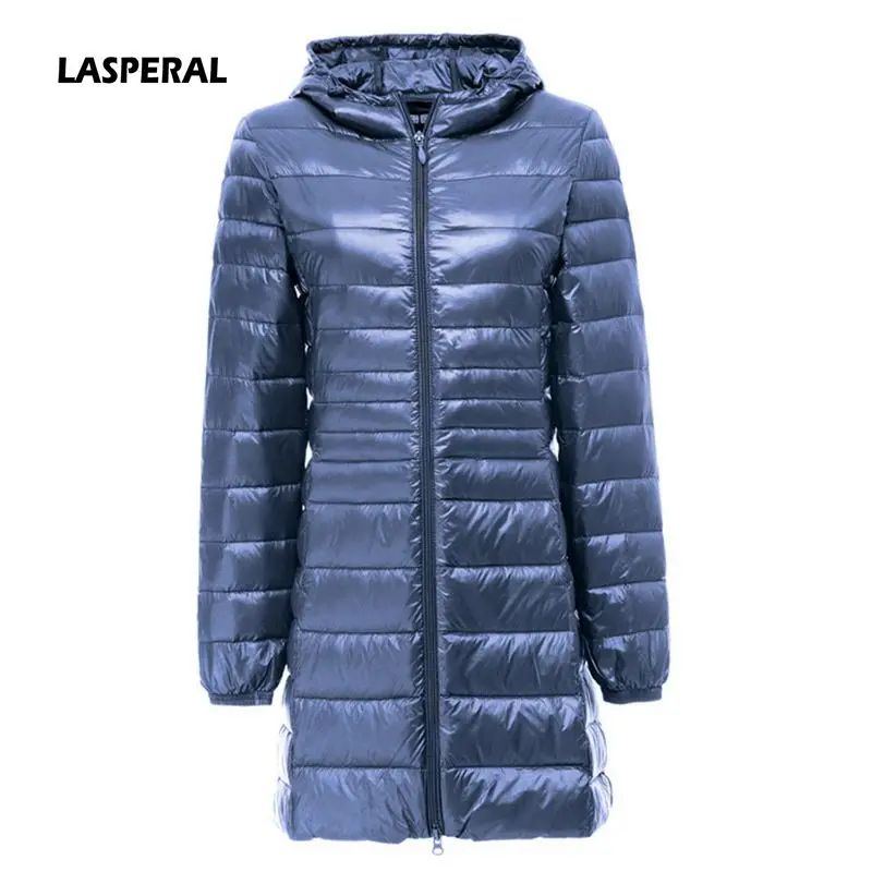 Lasperal 2018 Womens Fashion Winter Light Down Jacket 90% Duck Down Hooded Jackets Long Warm Slim Coat Winter Jacket Women Parka 1