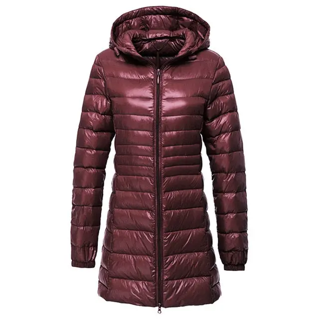 Lasperal 2018 Womens Fashion Winter Light Down Jacket 90% Duck Down Hooded Jackets Long Warm Slim Coat Winter Jacket Women Parka 10