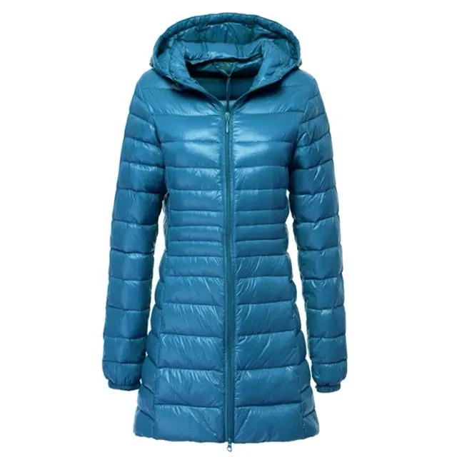 Lasperal 2018 Womens Fashion Winter Light Down Jacket 90% Duck Down Hooded Jackets Long Warm Slim Coat Winter Jacket Women Parka 12