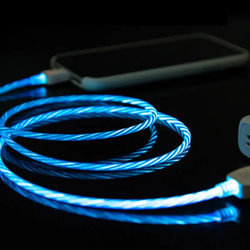 Led Luminous Charging Cable For Huawei Honor Note 10 Xiaomi Mi 8 Max 3 Htc Micro Usb Type C Mobile Phone Charger Flowing Cabel 1
