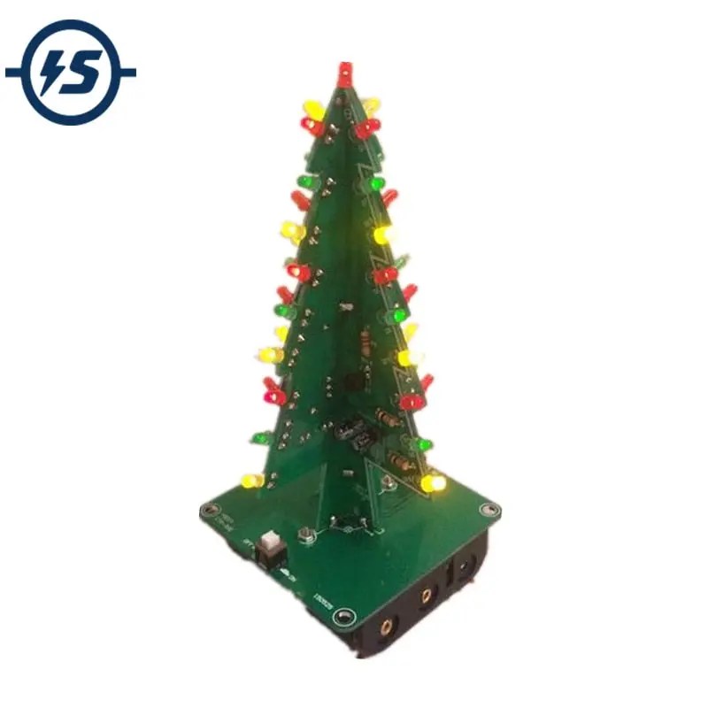 Three-Dimensional 3D Tree Led Diy Kit Red/Green/Yellow Led Flash Circuit Parts Electronic Fun Suite Gift 1