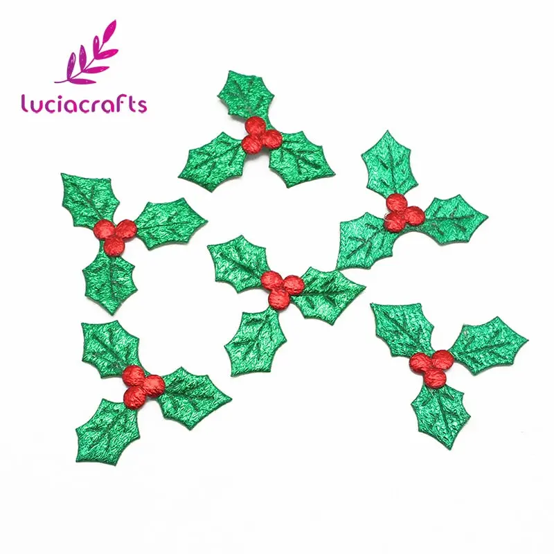 Lucia Crafts 50Pcs/100Pcs 3Cm Red Fruit With Green Leaves Christmas Tree Decoration Supplies Diy Art Fabric Accessory 058001009 1