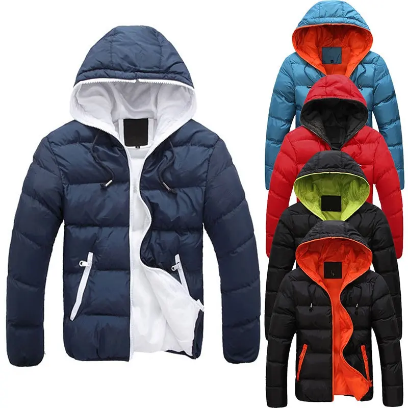 2018 New Fashion Men's Winter Warm Jacket Hooded Slim Casual Coat Cotton-Padded Jacket Parka Overcoat Hoodie Thick Coat 1